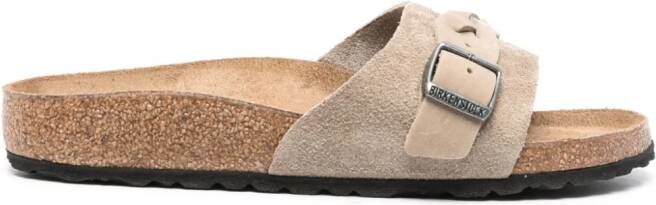 Birkenstock Suède sandalen met gesp Beige