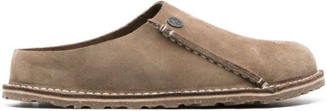 Birkenstock Zermatt slippers met logo Bruin