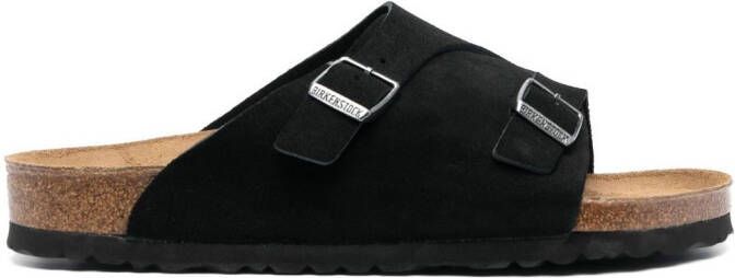 Birkenstock Zürich suède sandalen Zwart