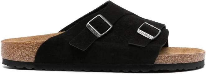 Birkenstock Zürich suède sandalen Zwart