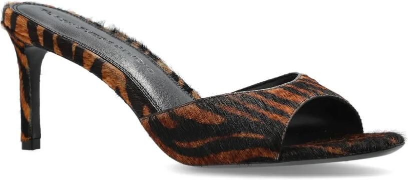 BLACK SUEDE STUDIO Freddie leren sandalen met tijger-print Bruin