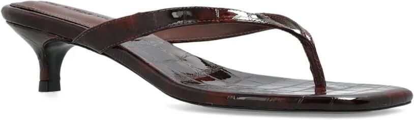 BLACK SUEDE STUDIO Kendal leren sandalen met krokodillen-reliëf Bruin - Foto 4