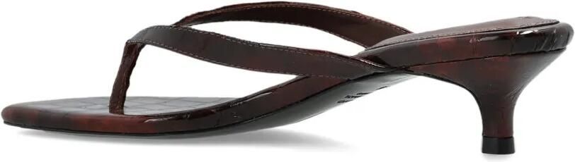 BLACK SUEDE STUDIO Kendal leren sandalen met krokodillen-reliëf Bruin - Foto 5