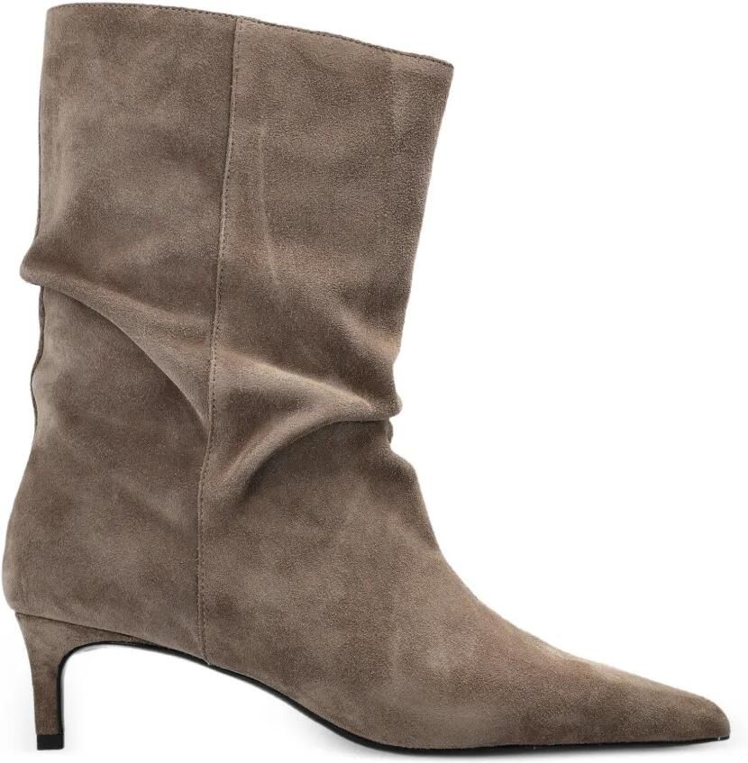 BLACK SUEDE STUDIO Marty 50 soepelvallende enkellaarzen Beige