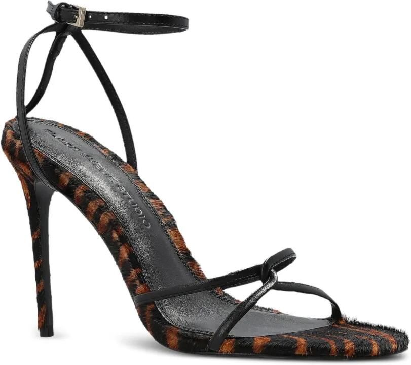 BLACK SUEDE STUDIO Miley leren sandalen met tijger-print Bruin - Foto 4