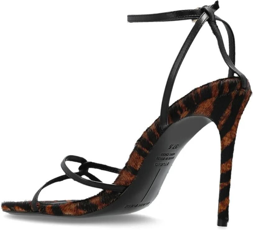 BLACK SUEDE STUDIO Miley leren sandalen met tijger-print Bruin - Foto 3