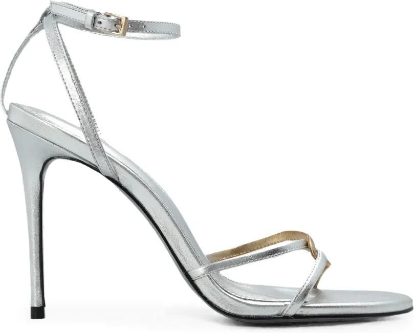 BLACK SUEDE STUDIO Miley leren sandalen Zilver