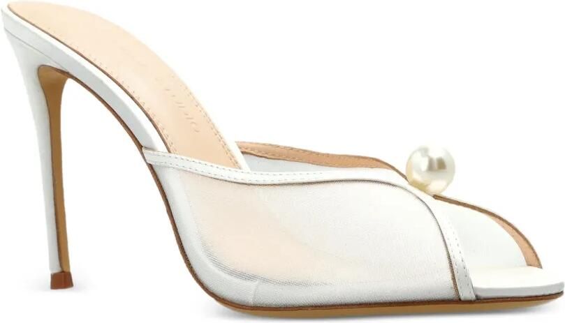 BLACK SUEDE STUDIO Sadie sandalen met hak en verfraaid met parels Wit - Foto 4
