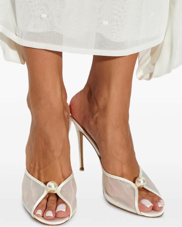 BLACK SUEDE STUDIO Sadie sandalen met hak en verfraaid met parels Wit - Foto 2