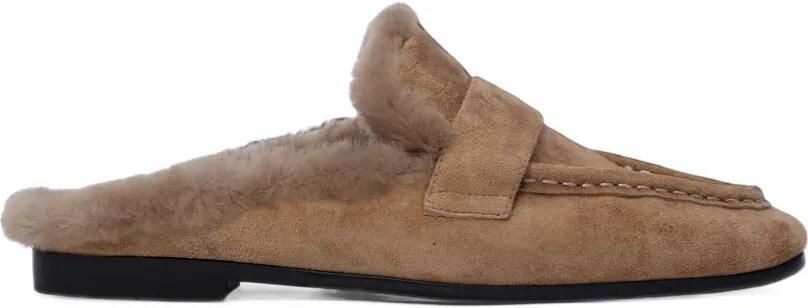 BLACK SUEDE STUDIO Theo suede flat mules Beige