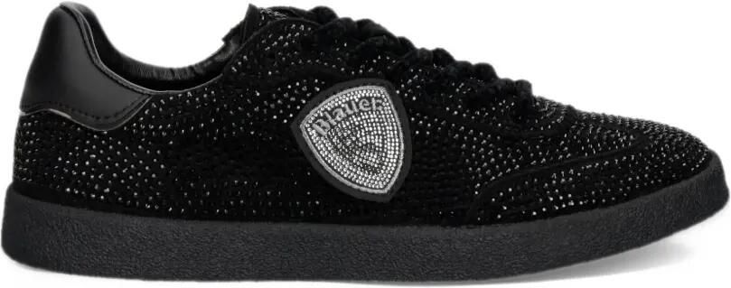 Blauer Aurora crystal-embellished logo-patch sneakers Zwart
