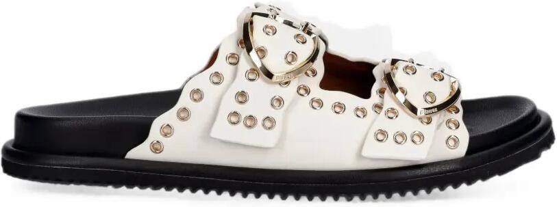 Blauer Bloom02 slippers met gesp en verfraaid met ringlets Wit