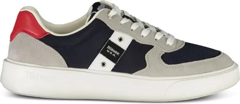 Blauer Buck sneakers met colourblocking en suède vlak Blauw