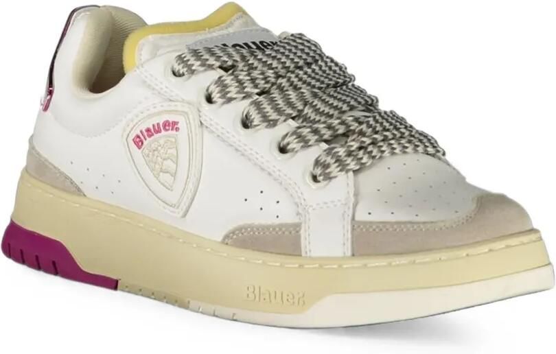 Blauer colour-block lace-up sneakers Wit - Foto 3