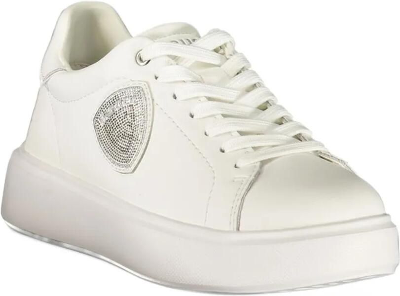 Blauer crystal-embellished leather sneakers Wit - Foto 3