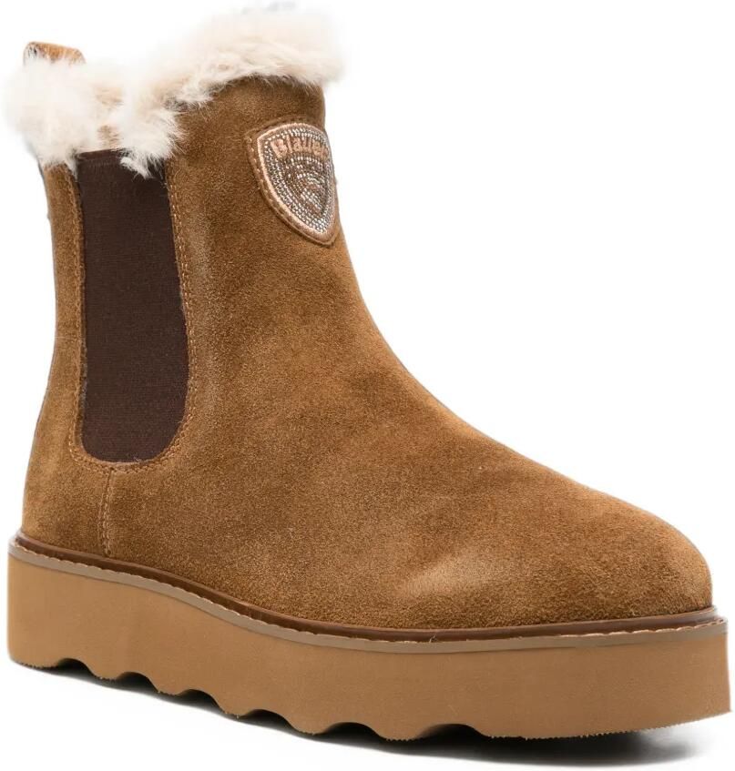 Blauer faux-fur trim suede boots Bruin