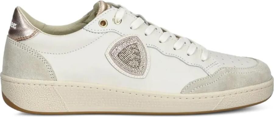 Blauer Geperforeerde sneakers verfraaid met kristallen Wit