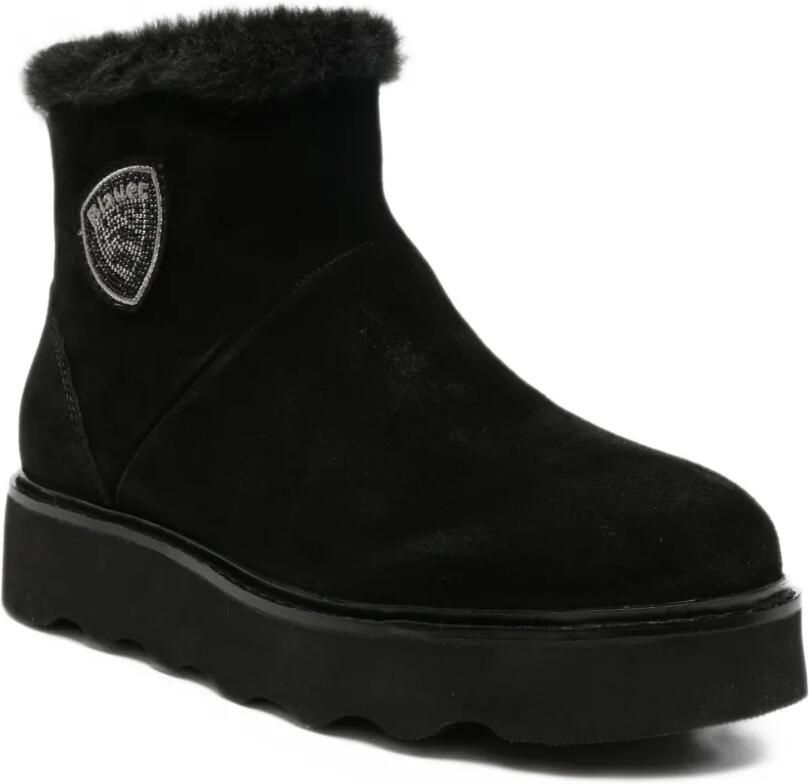Blauer Kyle 01 faux-fur logo-patch ankle boots Zwart