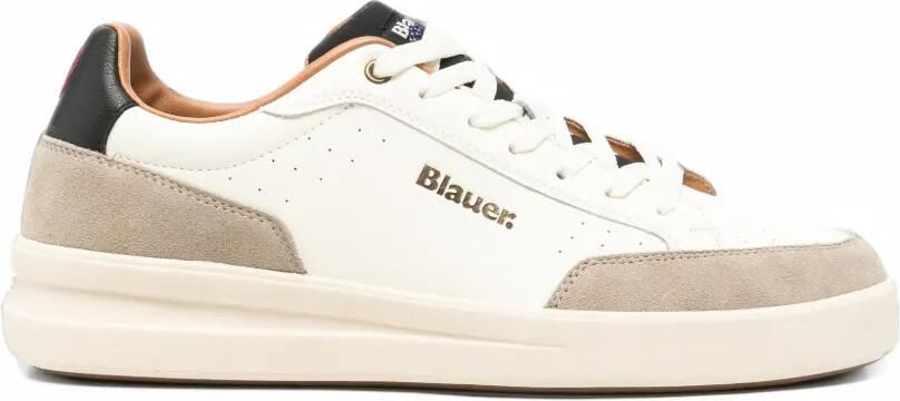 Blauer leather panelled sneakers Wit