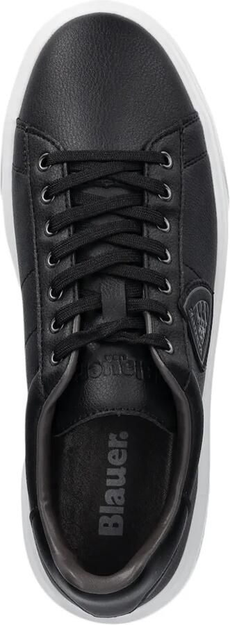 Blauer Leren sneakers met logopatch Zwart - Foto 3