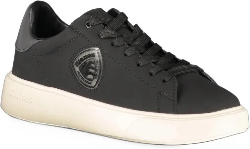 Blauer Leren sneakers met logopatch Zwart - Foto 3