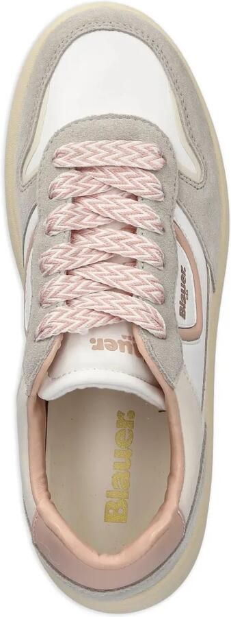 Blauer Leren sneakers met plateauzool Wit - Foto 3