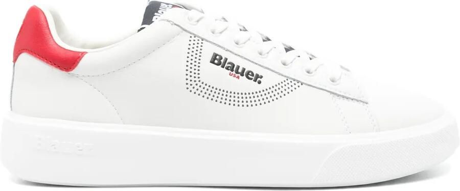 Blauer Leren sneakers Wit