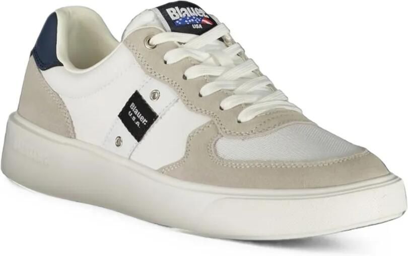Blauer logo-patch panelled sneakers Wit - Foto 3