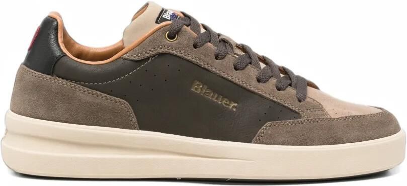 Blauer logo-print leather sneakers Grijs