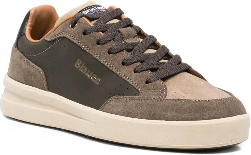 Blauer logo-print leather sneakers Grijs - Foto 2