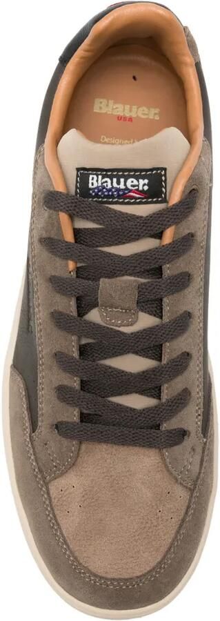Blauer logo-print leather sneakers Grijs - Foto 4