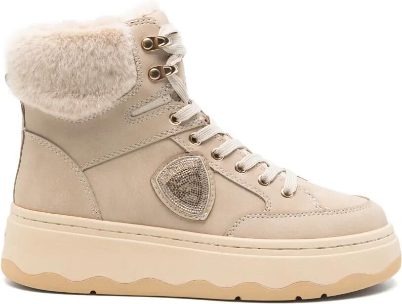 Blauer Maribel 02 faux-fur lace-up ankle boots Beige