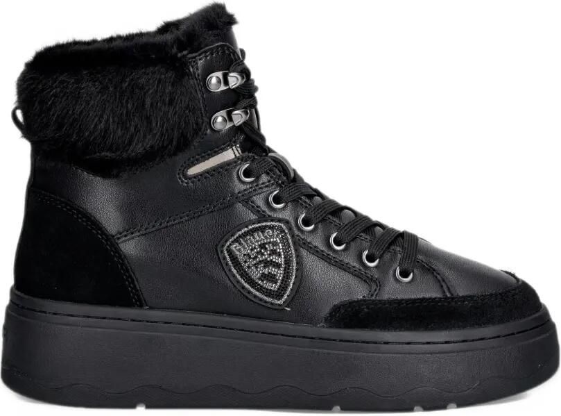 Blauer Maribel02 faux-fur trim high-top sneakers Zwart