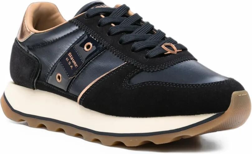 Blauer panelled metallic-detail sneakers Blauw - Foto 3