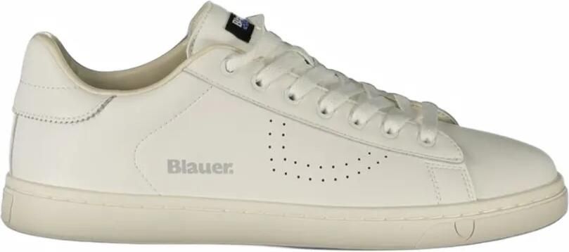 Blauer perforated logo-print sneakers Wit