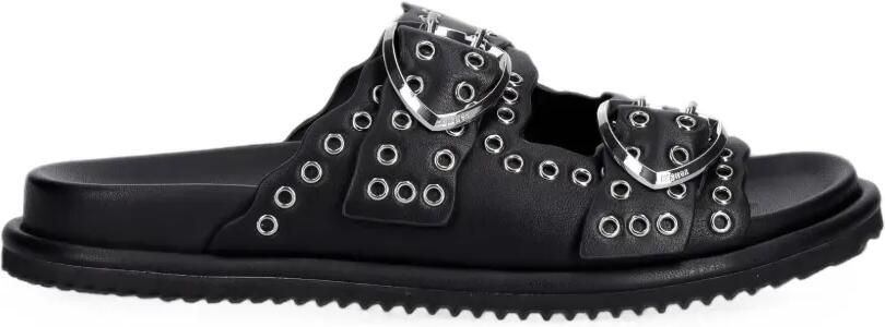 Blauer Sandalen met gespsluiting en verfraaid met ringlets Zwart