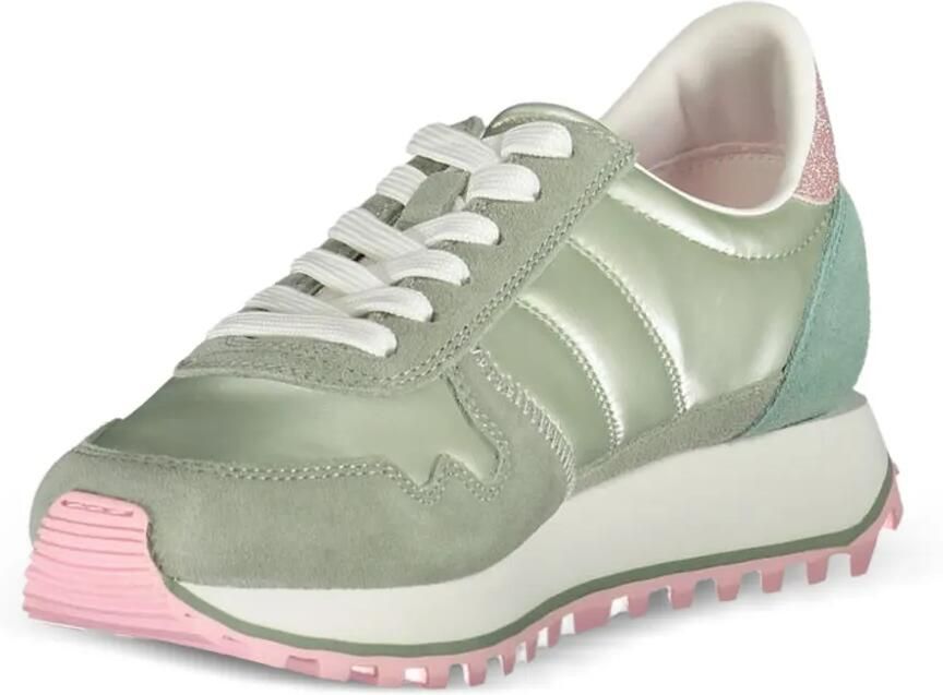 Blauer Satijnen sneakers met suède vlakken Groen - Foto 2
