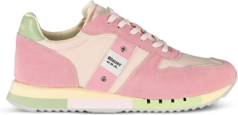 Blauer Sneakers met colourblocking Roze