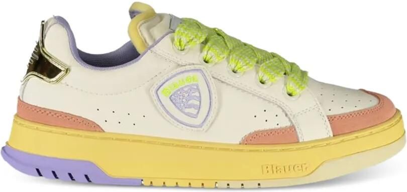 Blauer Sneakers met geperforeerd detail Wit