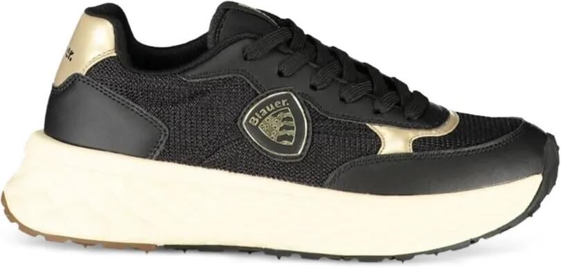 Blauer Sneakers met logopatch Zwart