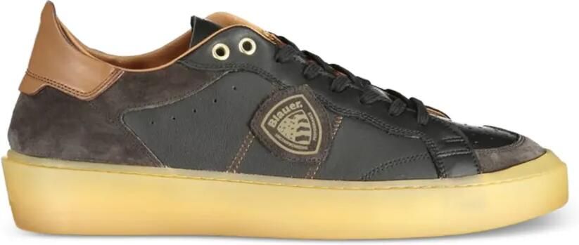 Blauer Sneakers met logopatch Zwart