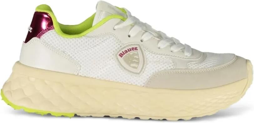 Blauer Sneakers met mesh vlak Beige