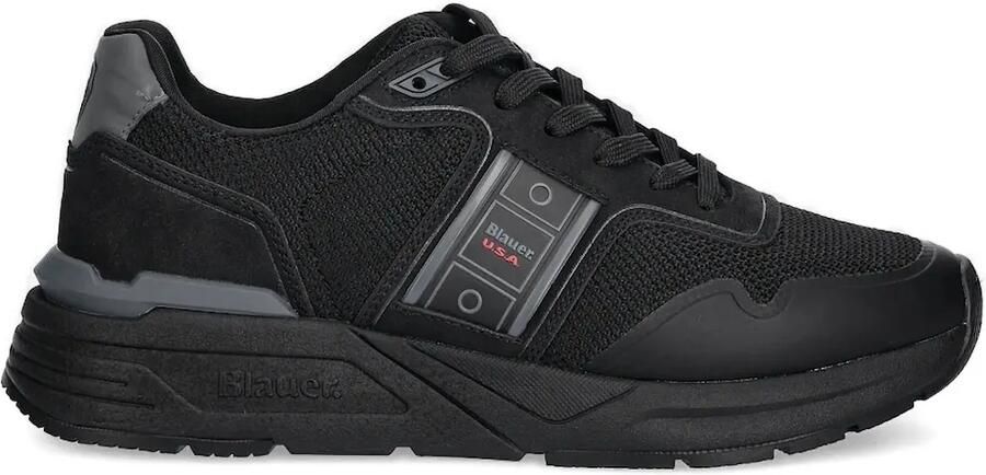 Blauer Sneakers met mesh vlak Zwart