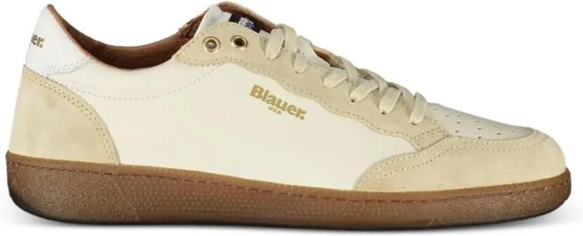 Blauer Sneakers met suède vlakken Beige