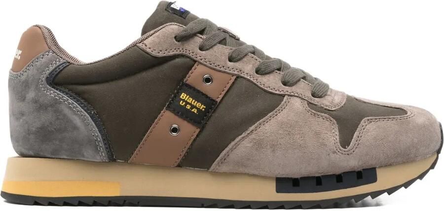 Blauer Sneakers met suède vlakken Groen