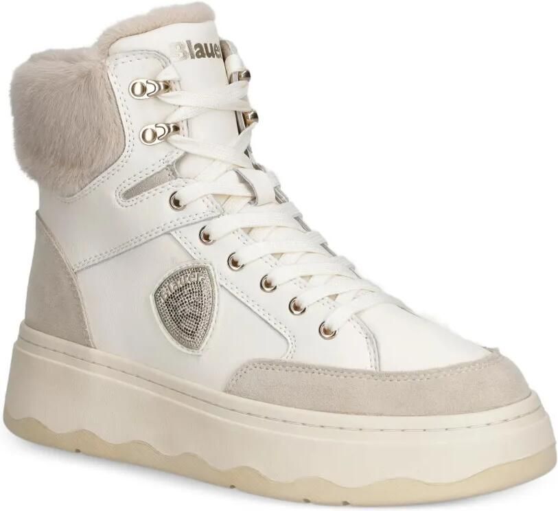 Blauer Sneakers met veters en imitatiebont Wit - Foto 3