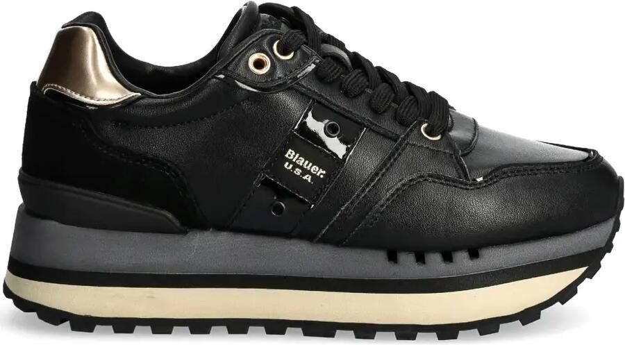 Blauer Sneakers met vlakken Zwart