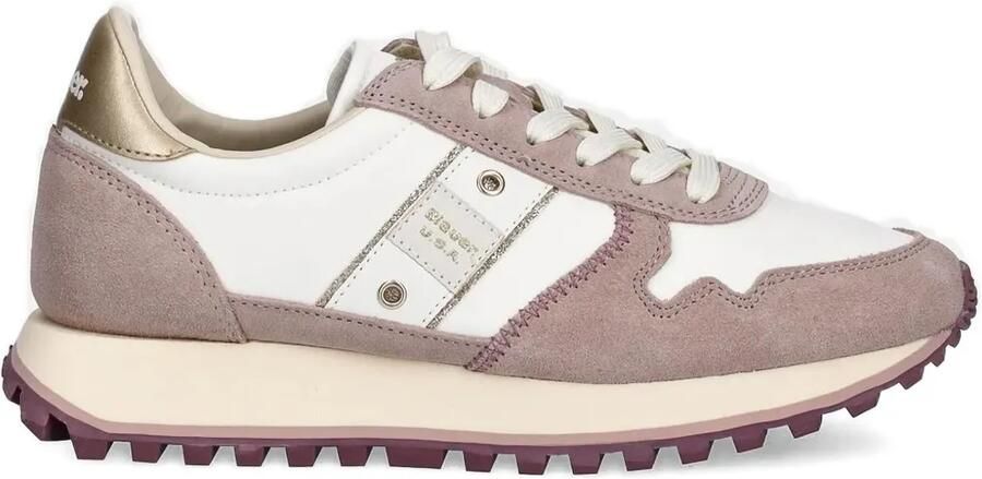 Blauer Suède leren sneakers Wit