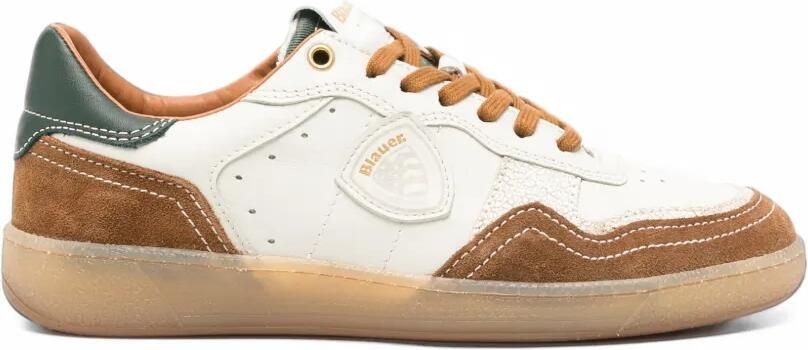 Blauer suede-panelled leather sneakers Wit