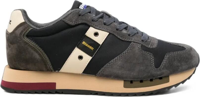 Blauer suede-panelled Queens sneakers Grijs